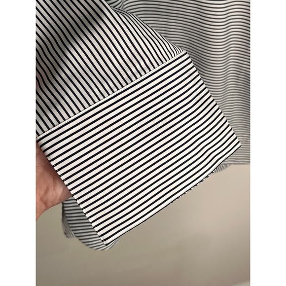 Hinson Wu Aileen Striped 3/4 Sleeve Button Back Popover Shirt Black/White 14 NWT - Picture 5 of 12